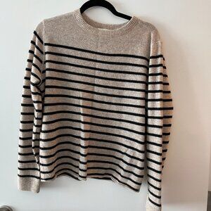 Reformation Cashmere Boyfriend Sweater - Black Gossamer Stripe - XS